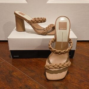 Dolce Vita Braided Strap Tan Block Heel Sandals